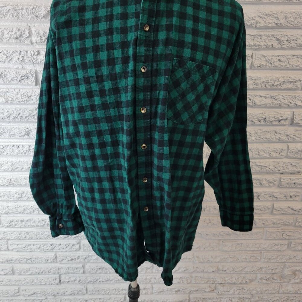 Puritan Mens Shirt XXL Long Sleeve Green Plaid Collar Pocket Button Up PLA45E - Picture 4 of 9